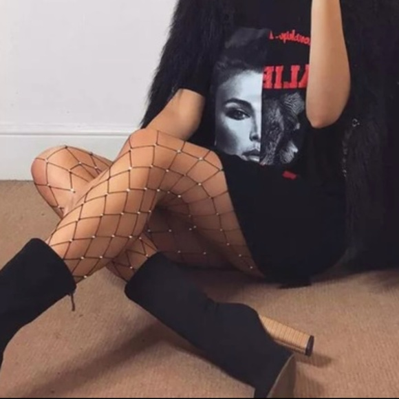 Accessories - ⭐️⭐️RED CRYSTAL FISHNET STOCKINGS TIGHTS